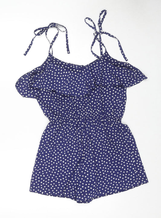 Frost French Womens Blue Polka Dot Polyester Playsuit One-Piece Size 8 L3 in Pullover