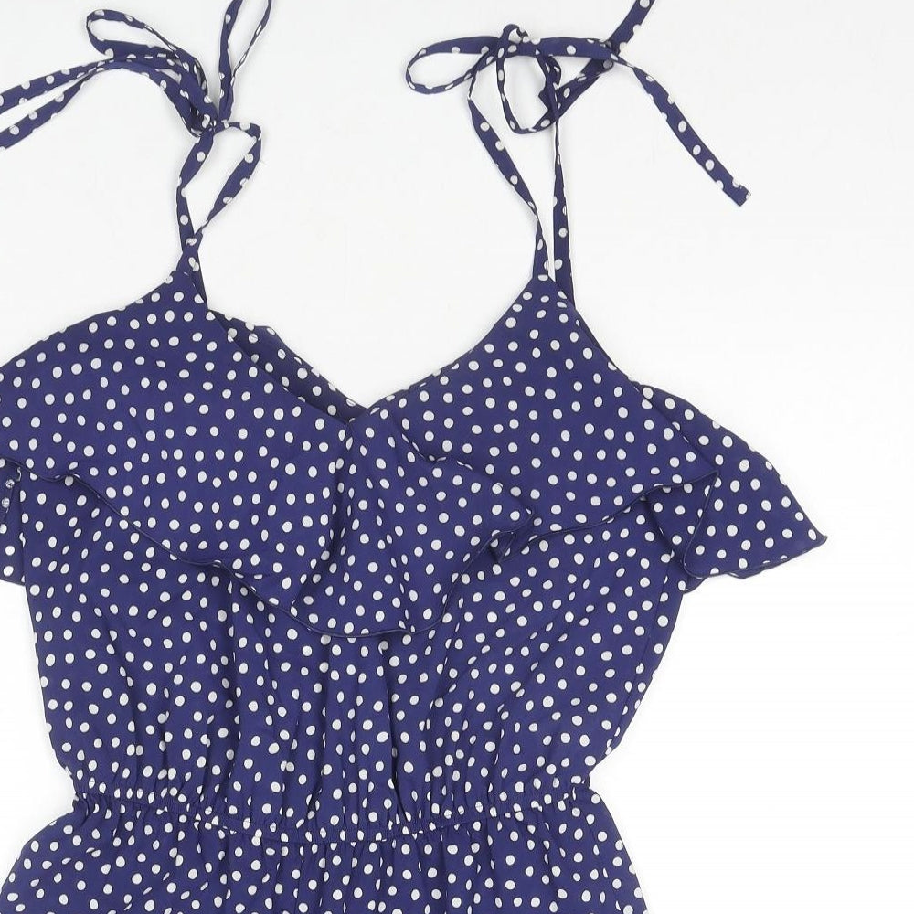 Frost French Womens Blue Polka Dot Polyester Playsuit One-Piece Size 8 L3 in Pullover