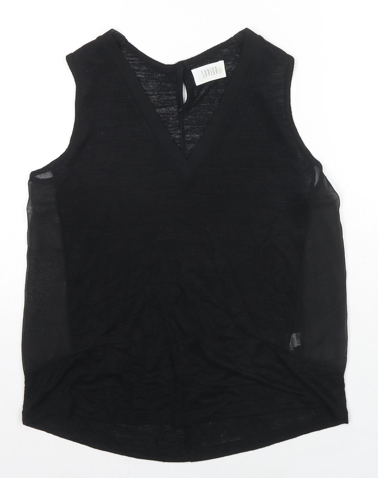 Savida Womens Black Polyester Basic Blouse Size 10 V-Neck