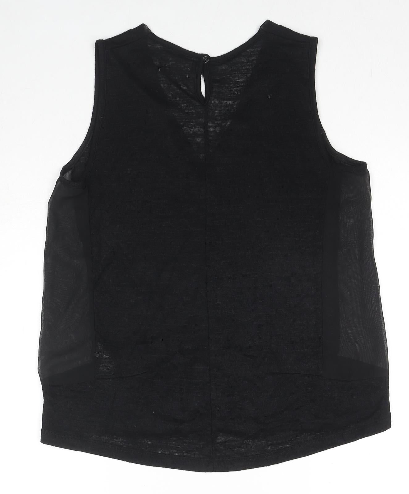 Savida Womens Black Polyester Basic Blouse Size 10 V-Neck
