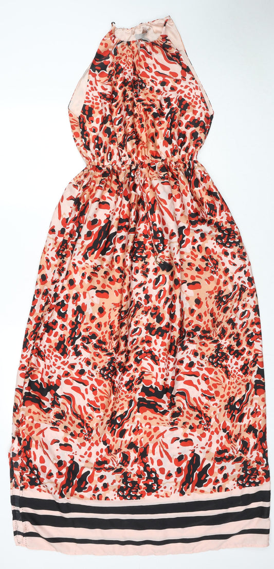 H&M Womens Red Geometric Polyester A-Line Size 6 Halter Pullover