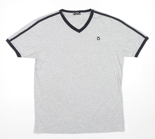 Eightball Mens Grey Cotton T-Shirt Size XL V-Neck