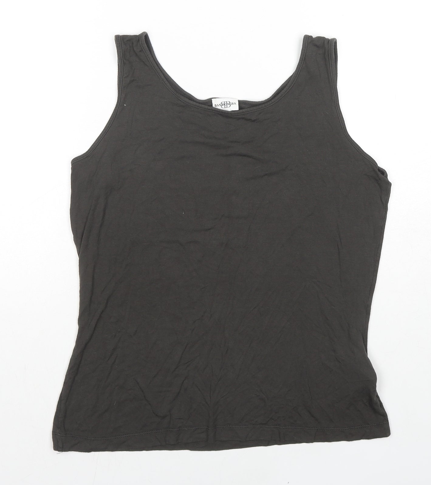 Bandolera Womens Brown Viscose Basic Tank Size L Round Neck
