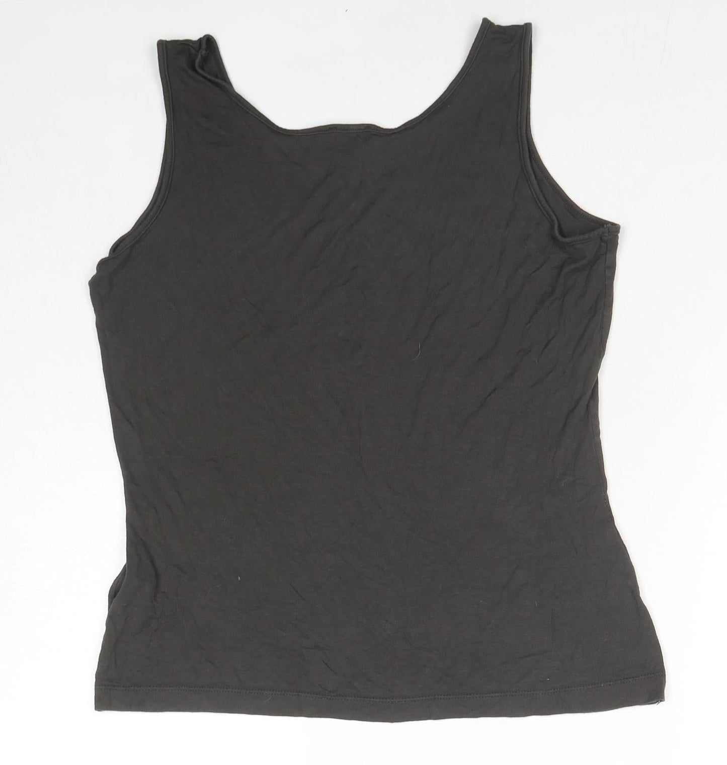 Bandolera Womens Brown Viscose Basic Tank Size L Round Neck