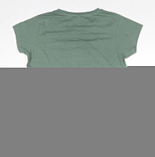 Wat A Gal Womens Green Polyester Basic T-Shirt Size XL Round Neck