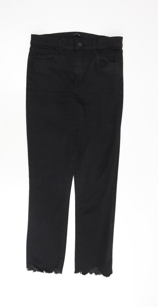 J Brand Womens Black Cotton Straight Jeans Size 27 in L27 in Regular Zip - Raw Hem