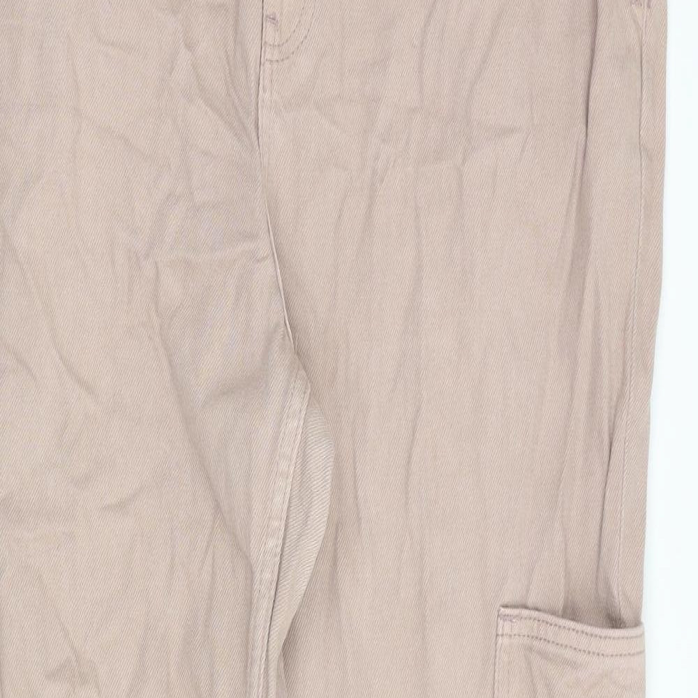Monki Womens Pink Cotton Straight Jeans Size 34 in L31 in Regular Zip