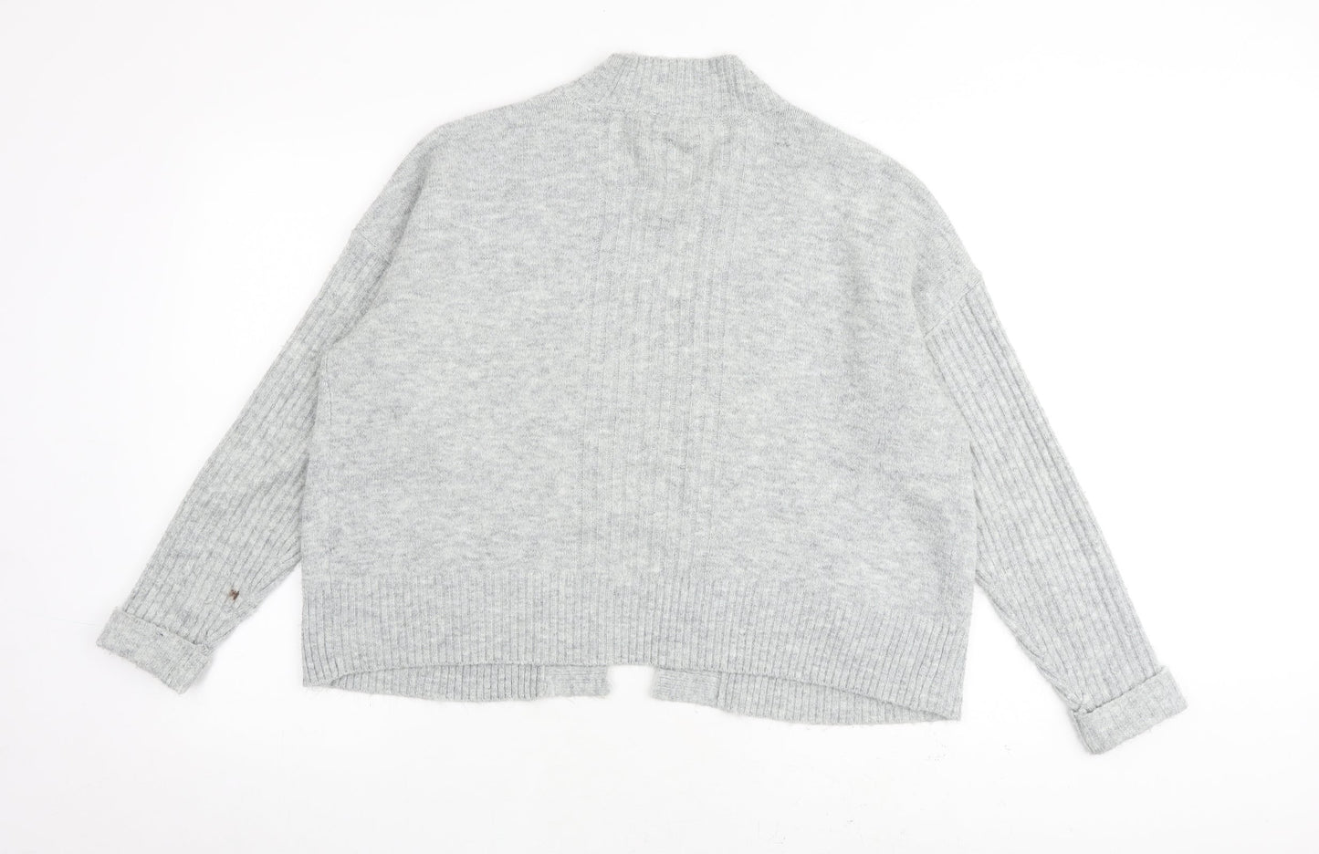 Miss Selfridge Womens Grey V-Neck Acrylic Cardigan Jumper Size M