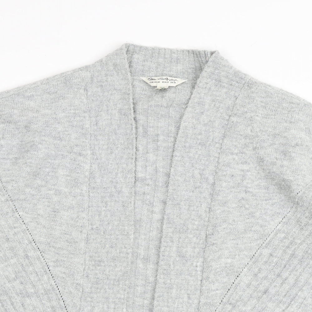 Miss Selfridge Womens Grey V-Neck Acrylic Cardigan Jumper Size M