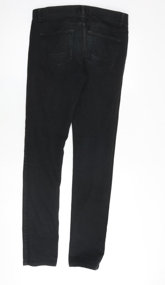 Topman Mens Black Cotton Skinny Jeans Size 30 in L33 in Slim Zip