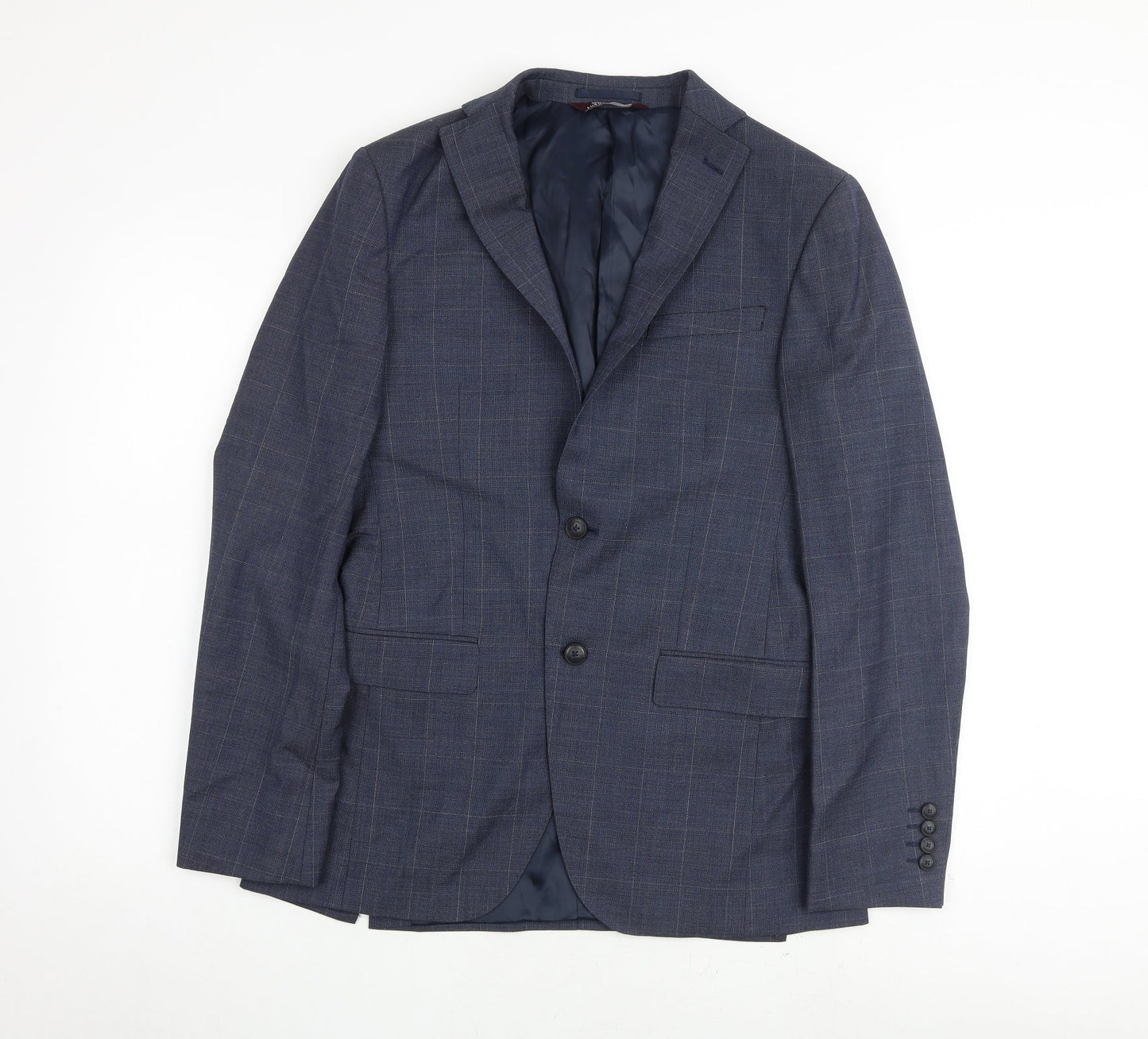 Marks and Spencer Mens Blue Check Wool Jacket Suit Jacket Size 36 Regular