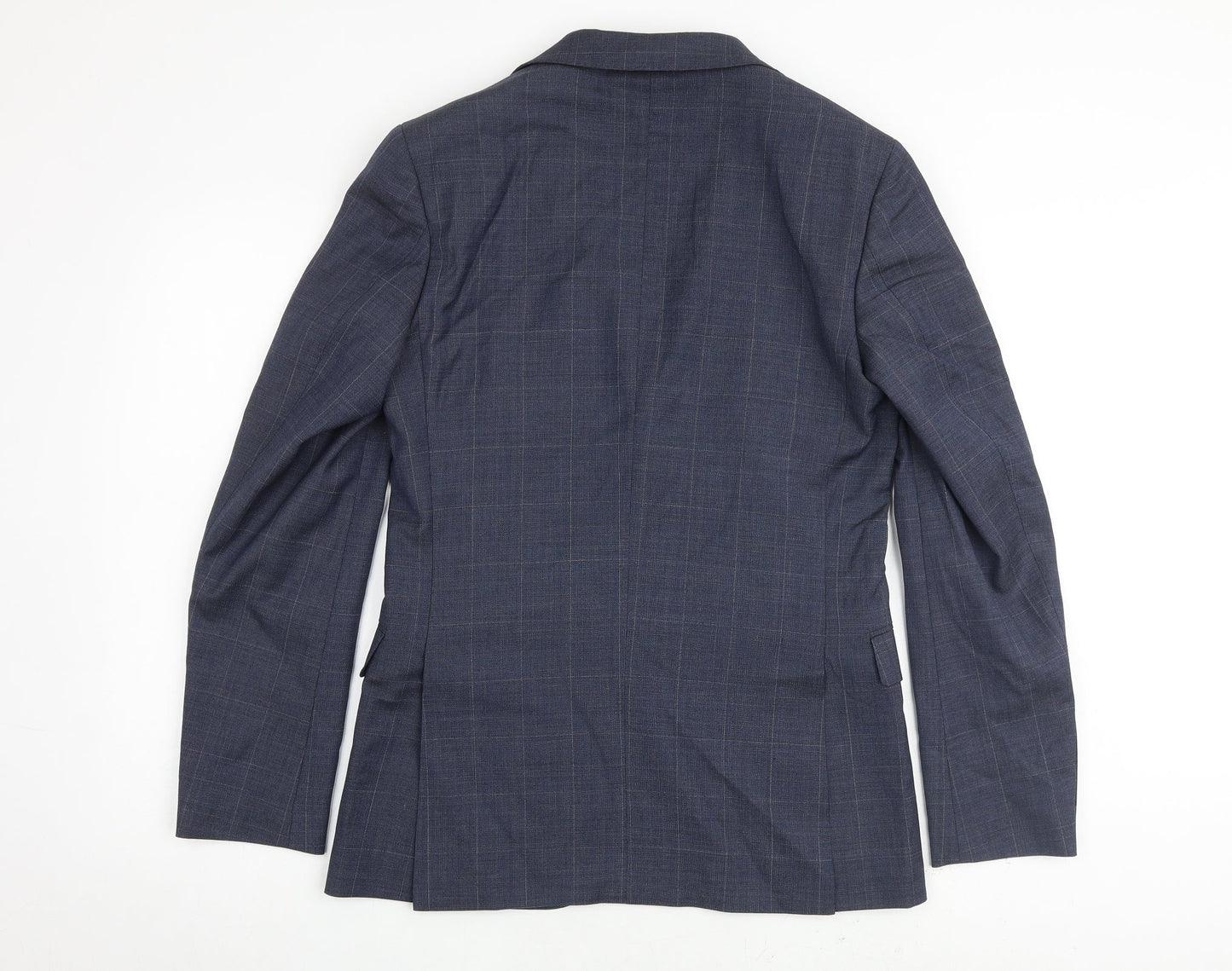 Marks and Spencer Mens Blue Check Wool Jacket Suit Jacket Size 36 Regular