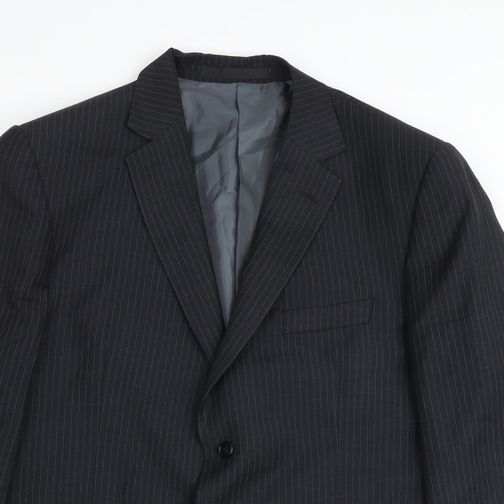 Marks and Spencer Mens Grey Striped Polyester Jacket Suit Jacket Size 44 Regular