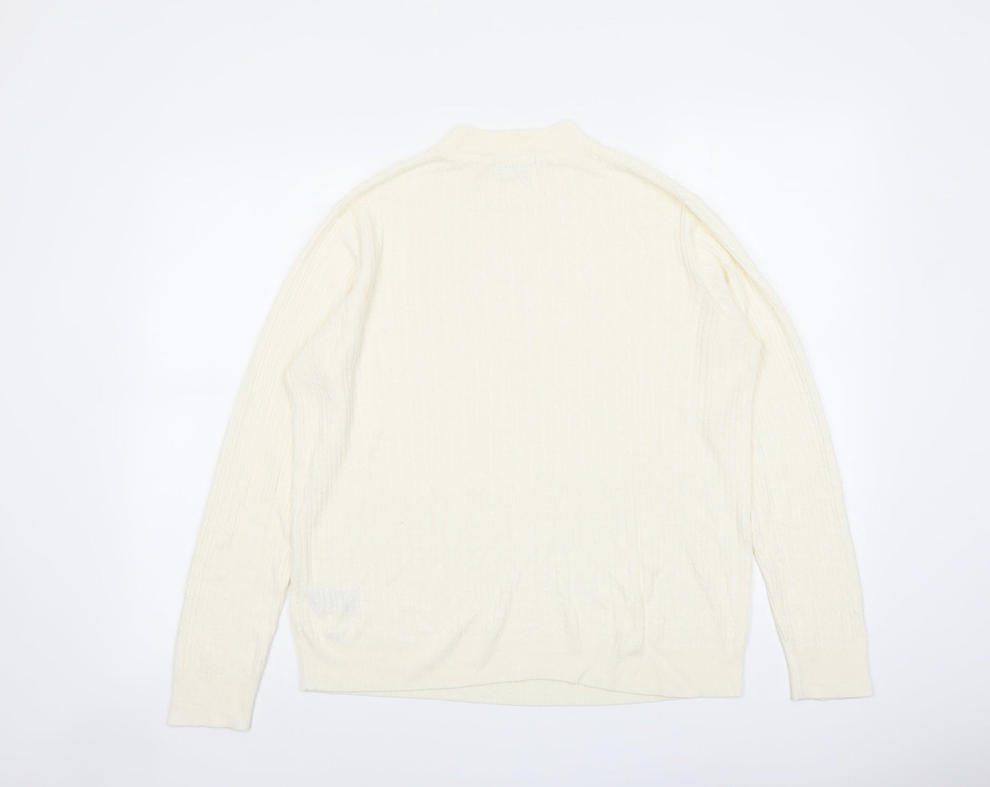 Classic Womens Ivory Mock Neck Acrylic Pullover Jumper Size 16