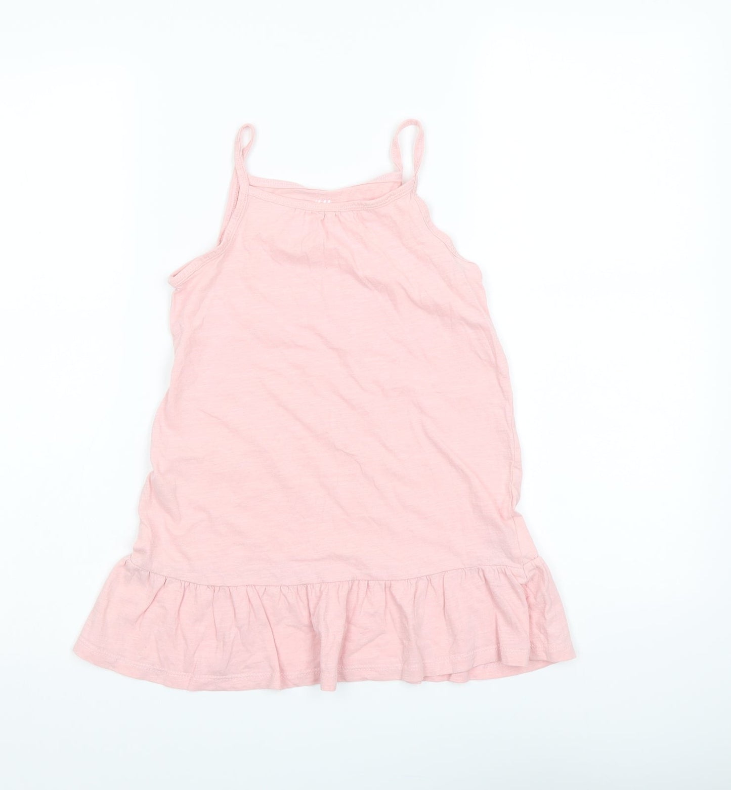 H&M Girls Pink Cotton A-Line Size 4-5 Years Square Neck Pullover