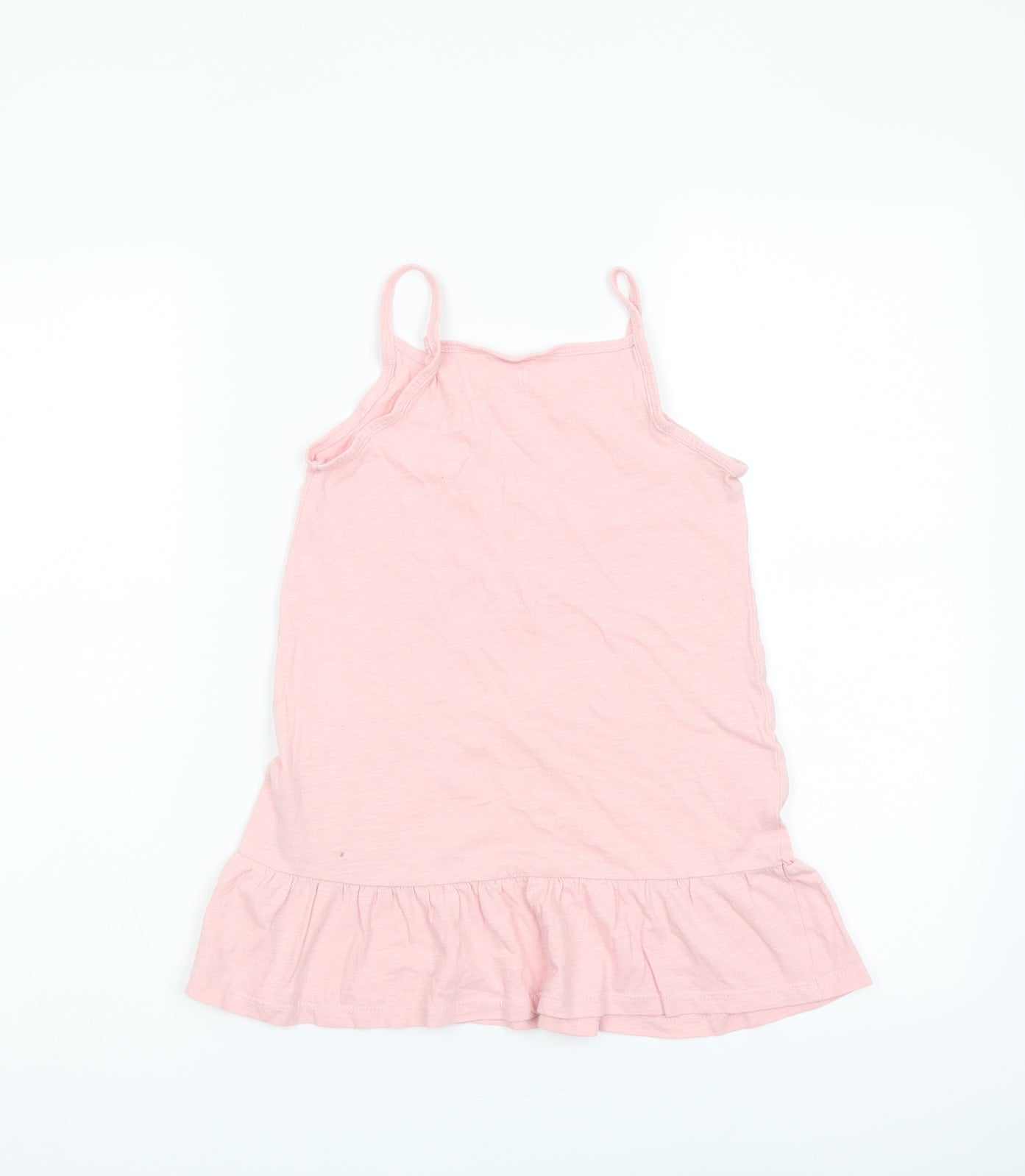 H&M Girls Pink Cotton A-Line Size 4-5 Years Square Neck Pullover