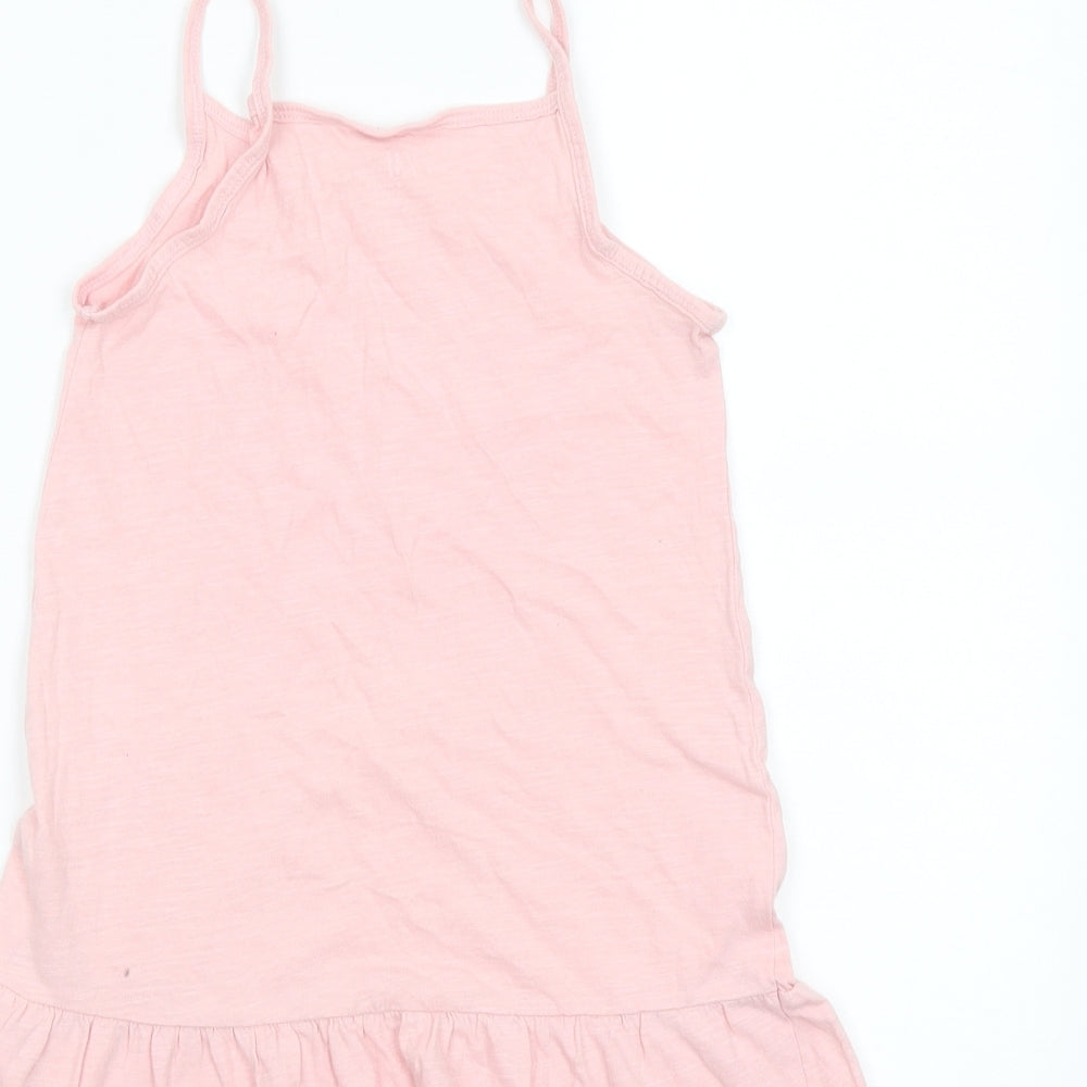 H&M Girls Pink Cotton A-Line Size 4-5 Years Square Neck Pullover