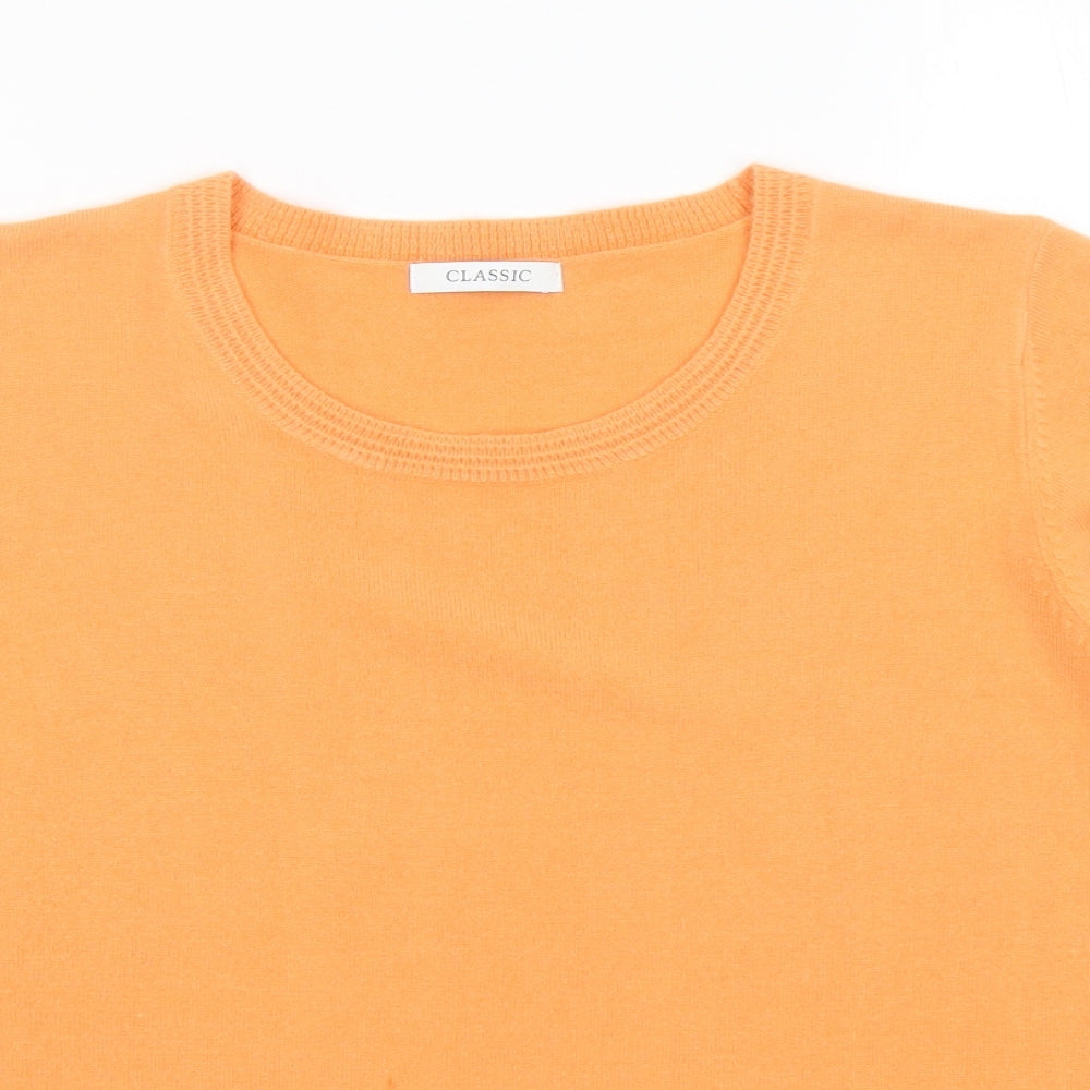 Classic Womens Orange Round Neck Acrylic Pullover Jumper Size 16
