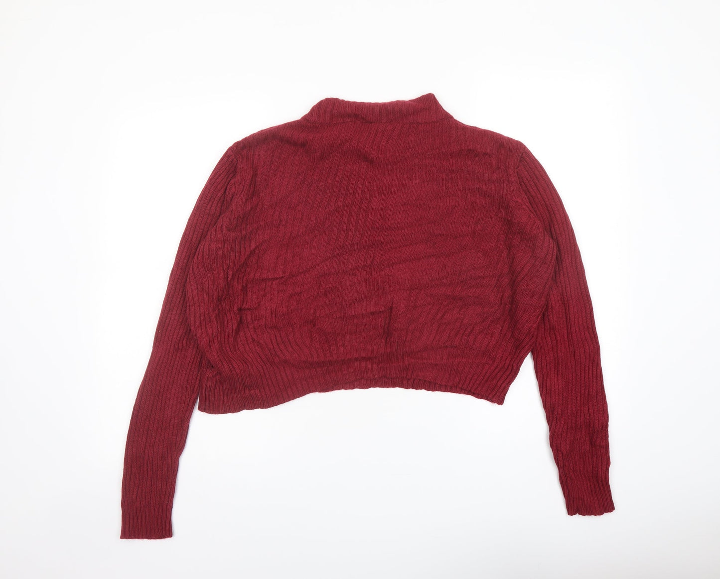 H&M Womens Red Mock Neck Acrylic Pullover Jumper Size M