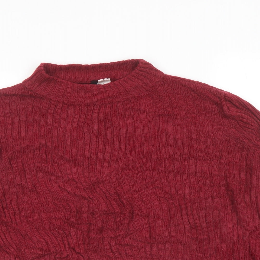 H&M Womens Red Mock Neck Acrylic Pullover Jumper Size M