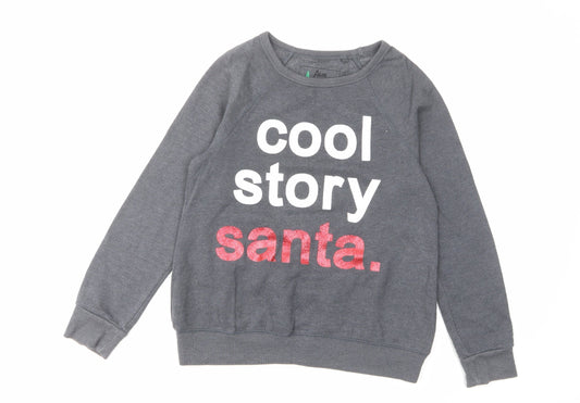 NEXT Boys Grey Cotton Pullover Sweatshirt Size 12 Years Pullover - Cool Story Santa