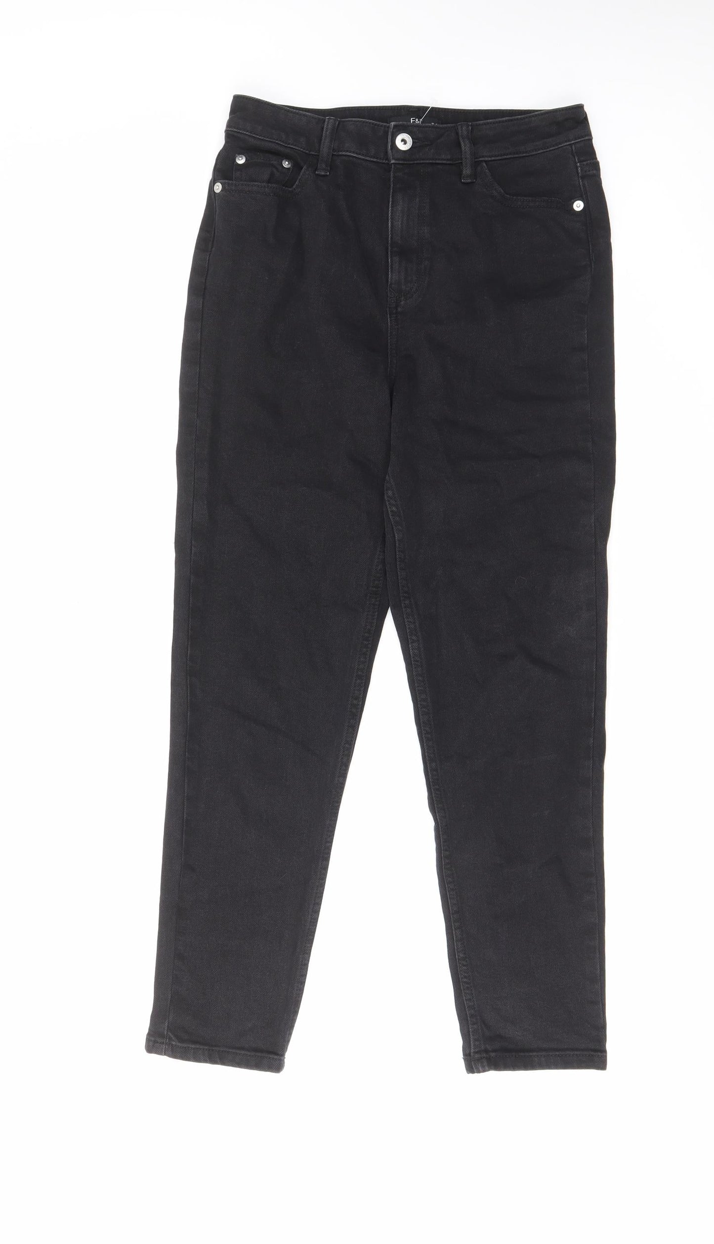 F&F Womens Black Cotton Skinny Jeans Size 6 L26 in Regular Zip