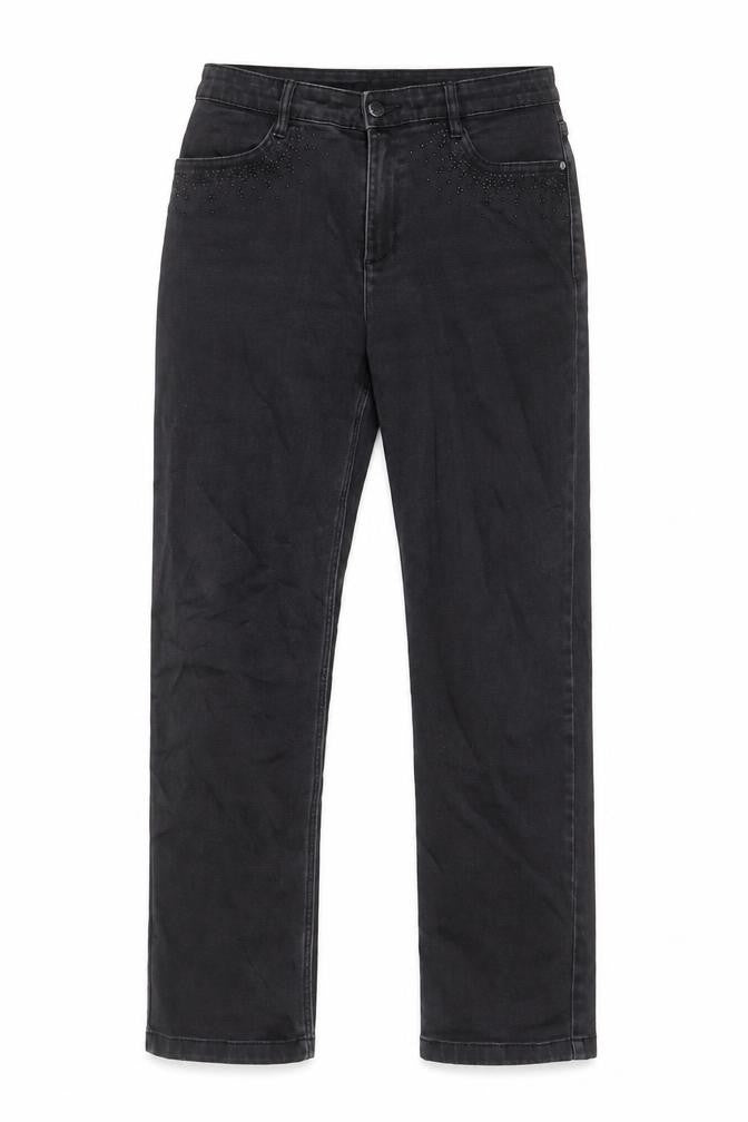 Marks and Spencer Womens Black Cotton Straight Jeans Size 30 in L28 in Regular Zip