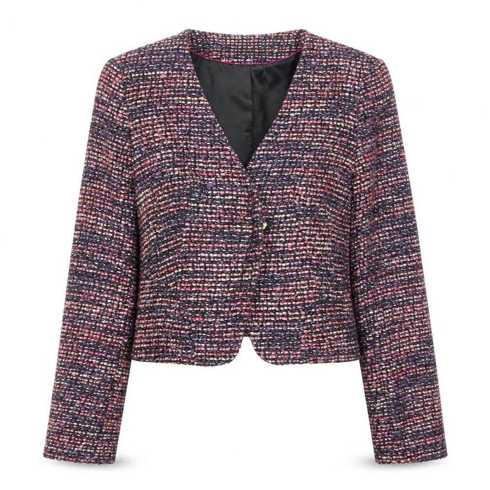H&M Womens Multicoloured Jacket Blazer Size 10 Zip - Open