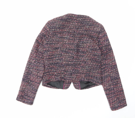 H&M Womens Multicoloured Jacket Blazer Size 10 Zip - Open