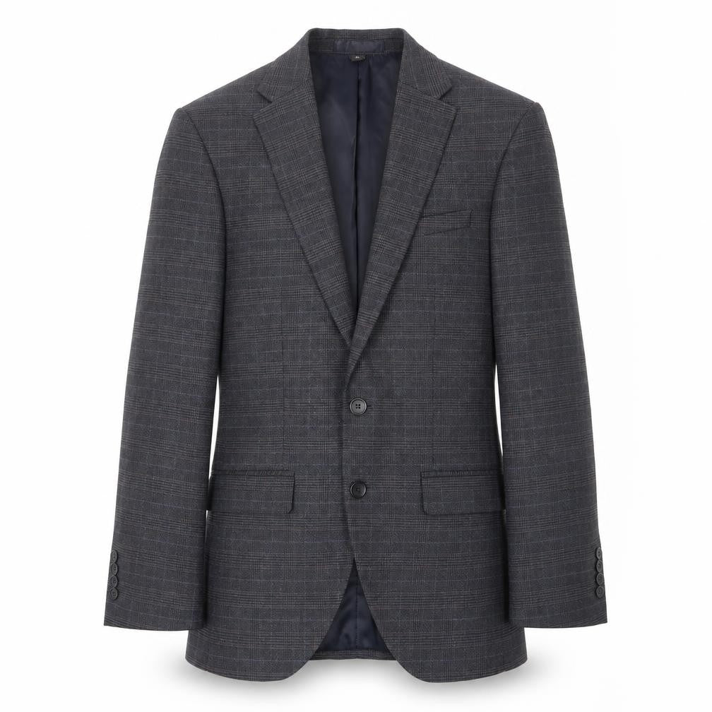 Marks and Spencer Mens Blue Plaid Polyester Jacket Suit Jacket Size 38 Regular