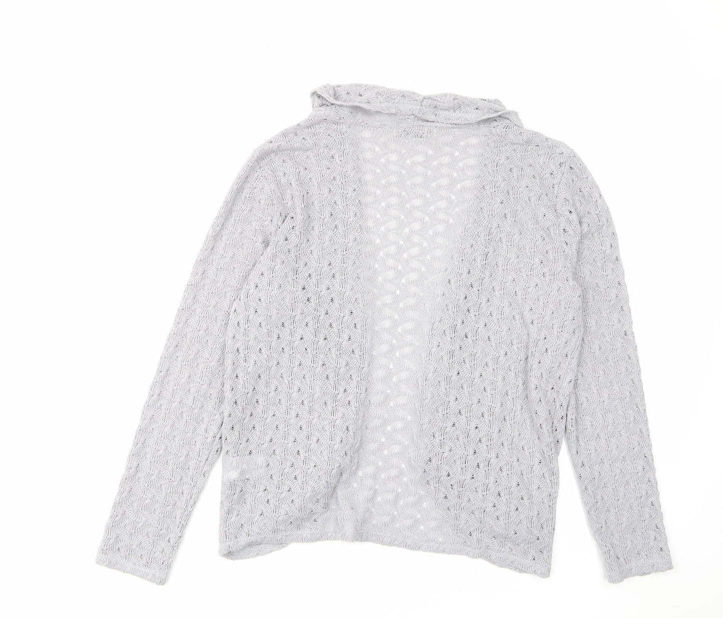 Oasis Womens Grey Collared Polyester Cardigan Jumper Size L - Open Pockets