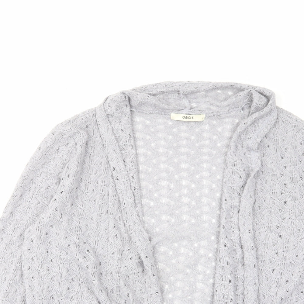 Oasis Womens Grey Collared Polyester Cardigan Jumper Size L - Open Pockets