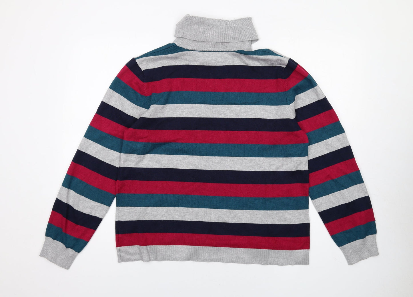 Retrology Womens Multicoloured Roll Neck Striped Viscose Pullover Jumper Size XL