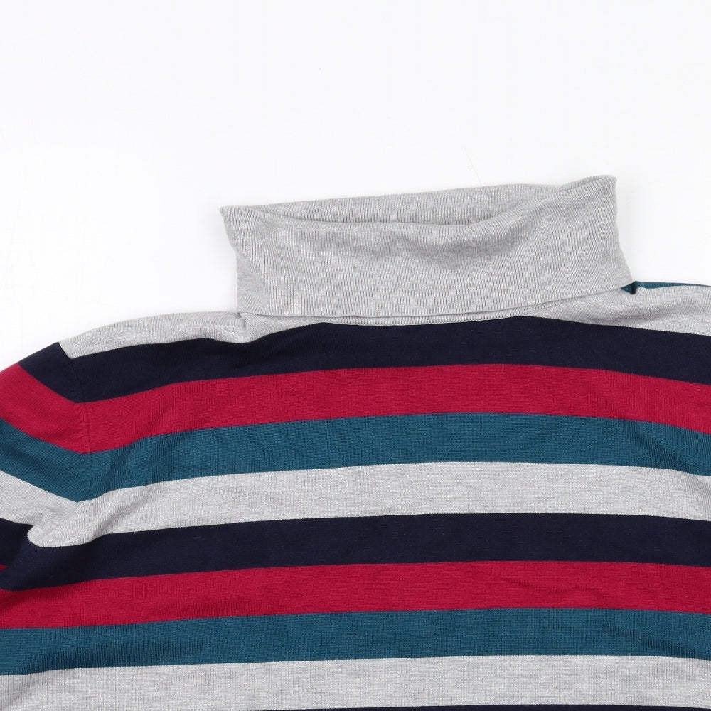 Retrology Womens Multicoloured Roll Neck Striped Viscose Pullover Jumper Size XL