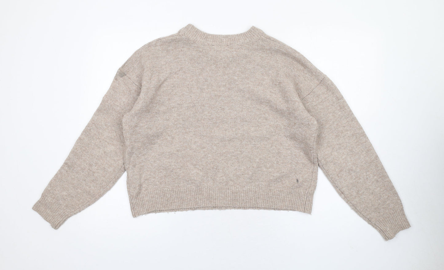 New Look Womens Beige Crew Neck Acrylic Pullover Jumper Size M