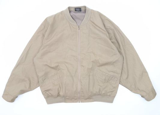 Mountain Pass Mens Beige Bomber Jacket Jacket Size XL Zip