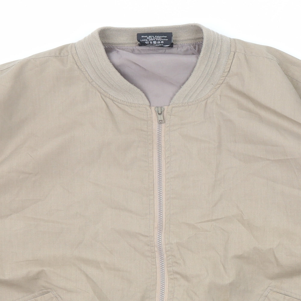 Mountain Pass Mens Beige Bomber Jacket Jacket Size XL Zip