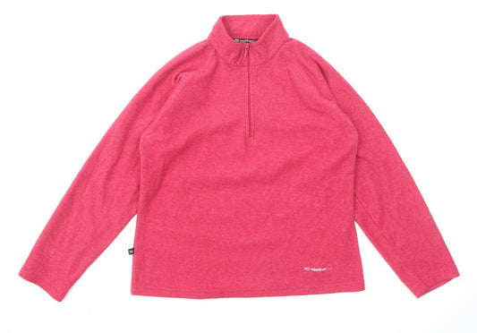 Mountain Life Womens Pink Polyester Pullover Sweatshirt Size 14 Zip - Quarter-Zip
