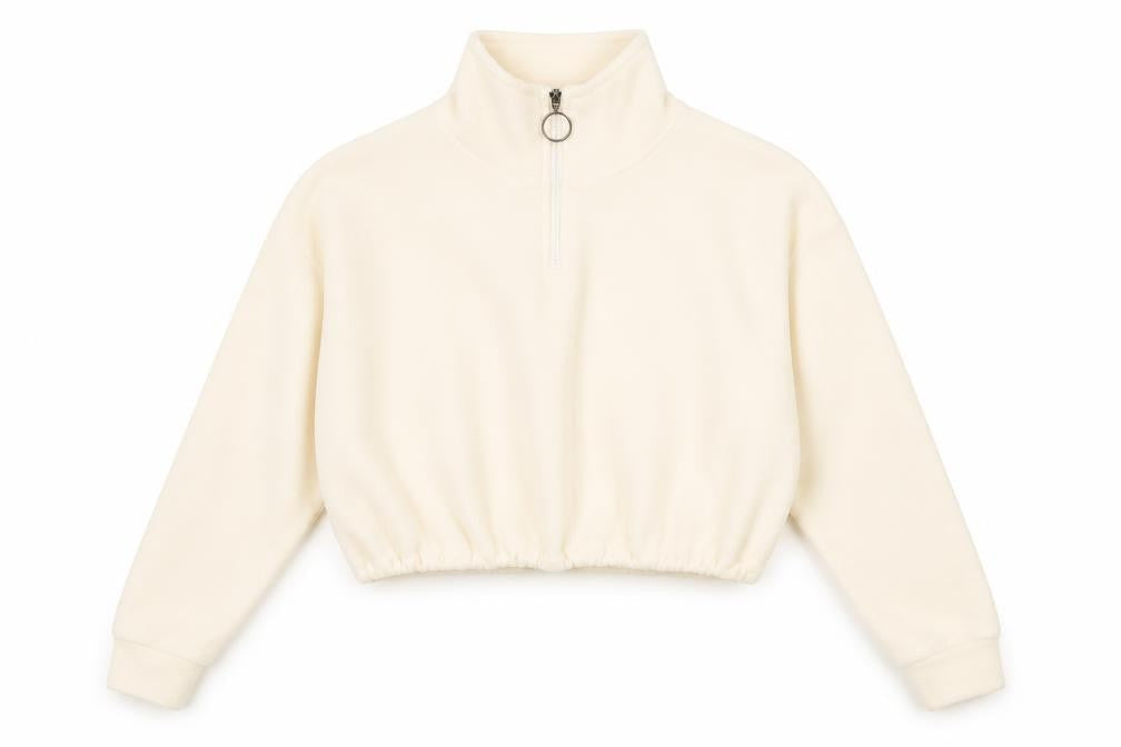 Brave Soul Womens Ivory Polyester Pullover Sweatshirt Size XS Zip - Quarter-Zip