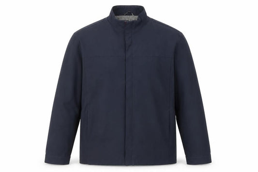 Front view of Red Herring men’s blue jacket, size M, zip