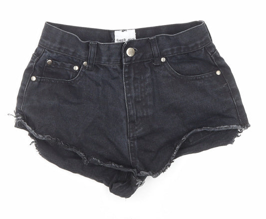 Tiger Mist Womens Black Cotton Cut-Off Shorts Size 8 Regular Zip