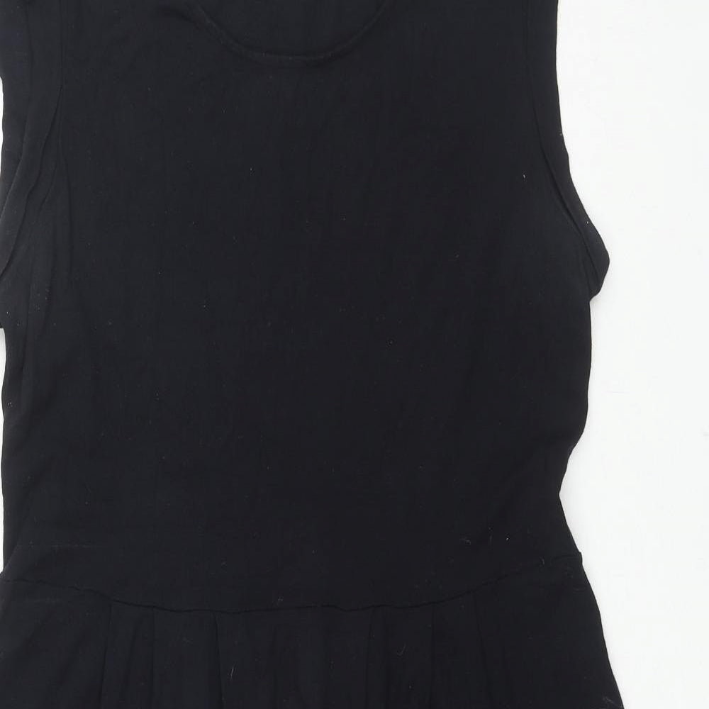 The White Company Womens Black Cotton Shift Size L Round Neck Pullover