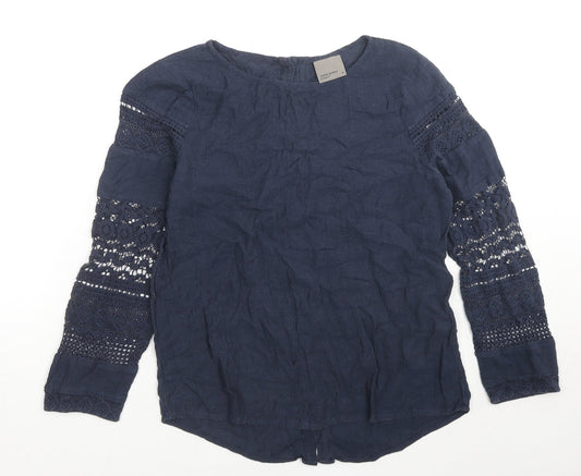 VERO MODA Womens Blue Viscose Basic Blouse Size XS Round Neck