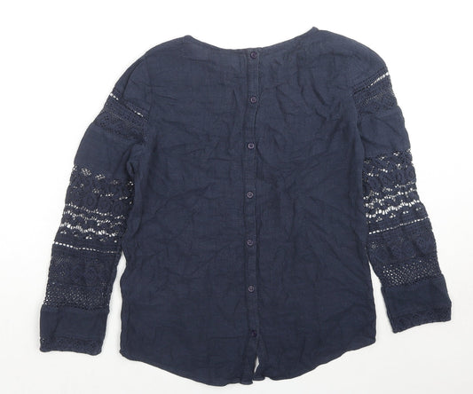 VERO MODA Womens Blue Viscose Basic Blouse Size XS Round Neck