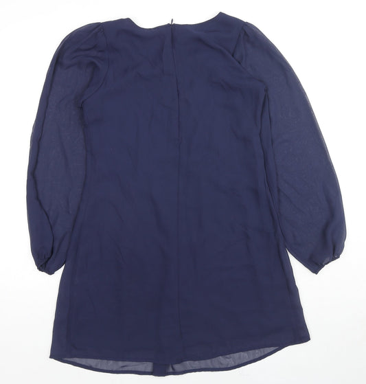 Therapy Womens Blue Polyester Basic Blouse Size 10 Round Neck
