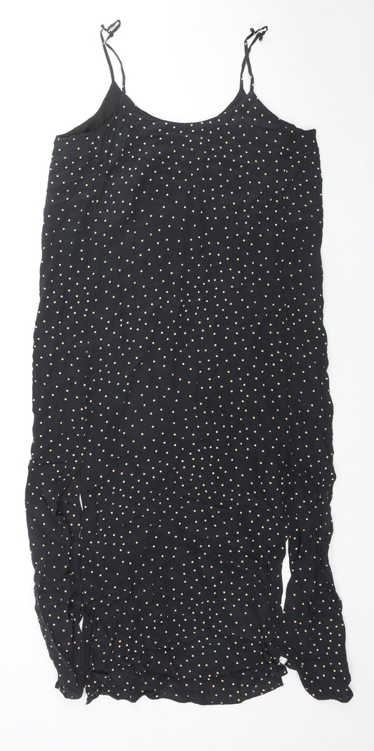 & Other Stories Womens Black Polka Dot Polyester Tunic Tank Size 10 Round Neck - Side Slits
