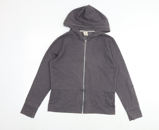 Marika Womens Grey Cotton Full Zip Hoodie Size L Zip