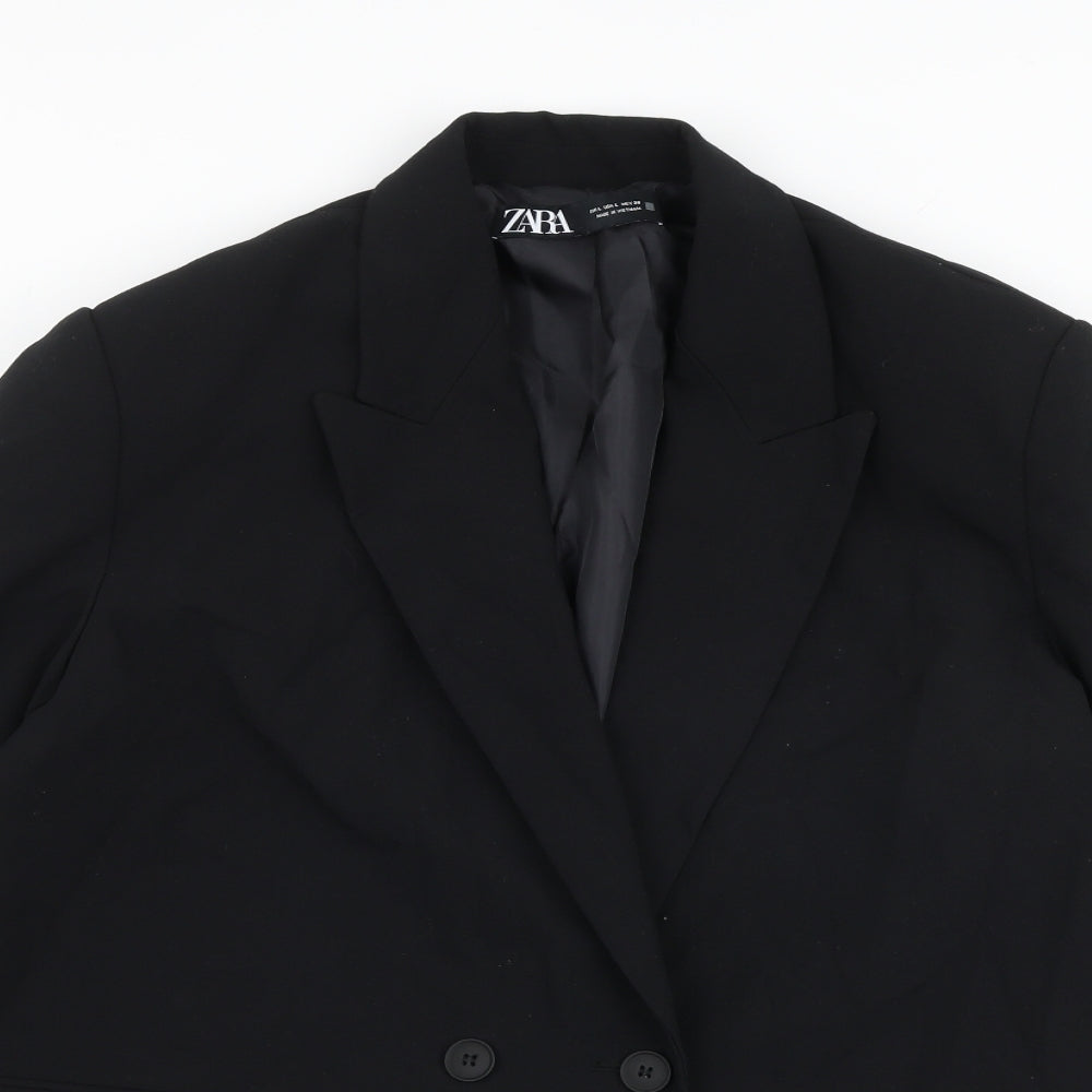 Zara Womens Black Jacket Blazer Size L Button