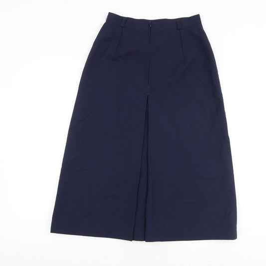 St Michael Womens Blue Polyester Flare Skirt Size 10 Zip
