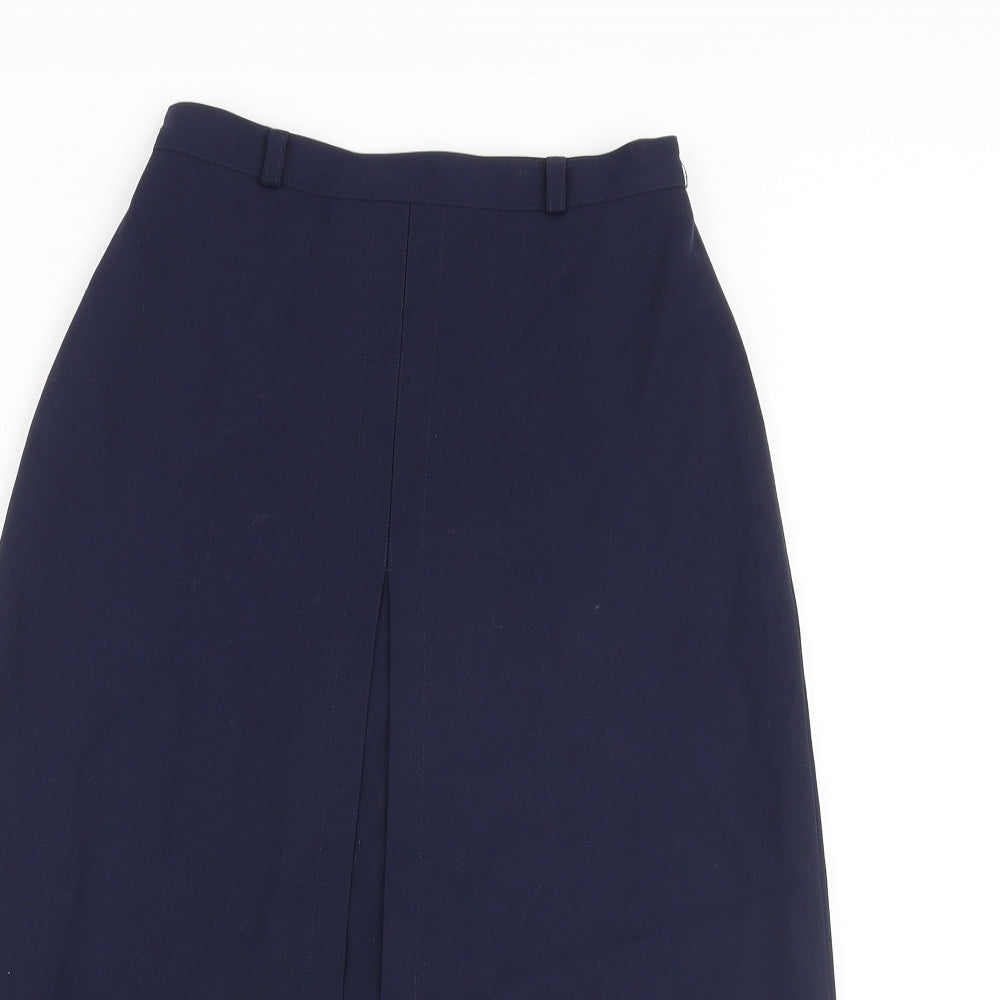 St Michael Womens Blue Polyester Flare Skirt Size 10 Zip